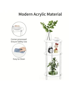 1张圆形亚克力桌，双层圆边设计，轻便可拆卸，适用于客厅、办公室接待区和公寓。 - 彩色 - 查看 7