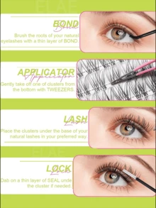 ELAE Lash Clusters Manga DIY Lash Extension Anime Eyelash Clusters 10-14mm Spiky Individual Eye Lashes Wispy False Eyelashes D Curl Cosplay Doll Cluster Eyelash Extensions Super Thin Band - 黑色 - 查看 3