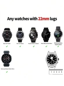20/22mm Universal Retro Floral Pattern Watch Band Compatible With Samsung, Honor Smartwatches - Silicone Surface With Flower Pattern Compatible With Huawei GT2/GT3, Watch 3/Galaxy - Multicolor - View 7