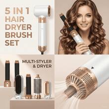 5-In-1 Professional Hair Dryer With Curling, Straightening, Drying And Other Functional Attachments, Multi-Function Hot Air Styler - Pink - View 6