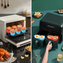 4件套硅胶烘焙模具,不粘易脱模,多功能烹饪模具,适用于空气炸锅、烤箱、微波炉,可制作蛋糕、布丁、煮鸡蛋、蒸鸡蛋、饼干,亦可作为家居烘焙装饰模具,耐热可重复使用 - 彩色 - 查看 10