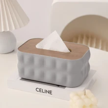 1 hộp đựng khăn giấy hình vuông bằng nhựa có nắp gỗ, thích hợp cho phòng tắm, nhà bếp, văn phòng, nhà ở, phòng ngủ, bàn trang điểm, mặt bàn. - Nhiều màu - Xem 4