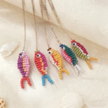 1件多巴胺串珠编织迷你鱼不锈钢项链吊坠，日常佩戴 - 小魚 - 查看 7