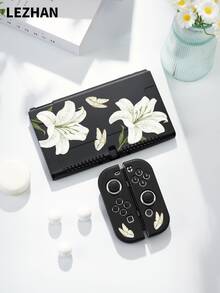 Funda protectora con estampado de flor de lirio blanco, bolsa de almacenamiento, apta para Switch2 (2025)/Switch OLED/Switch NS/Lite, accesorios de consola de juegos de nueva generación Switch 2, funda protectora de batería extendida, mejor regalo para jugadores de SWITCH - Multicolor - Ver 1