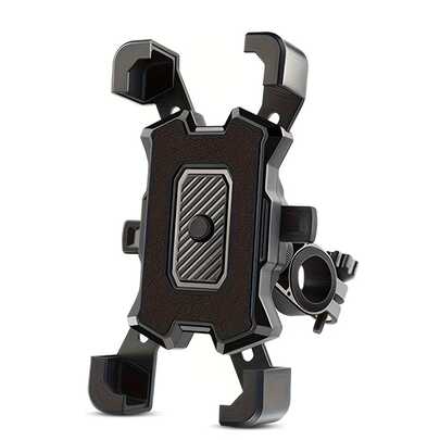Heavy-Duty PVC Bicycle Phone Holder (With GPS Bracket) - Easy Installation, 360° Rotation, Grip, Suitable For E-Bikes, Motorcycles, Mountain Bikes, Hands-Free Compatible With Smartphones & Tablets, Black, Universal Vehicle Compatibility, Structure, Motorcycle Accessories, Bicycle Accessories, Cycling Gear