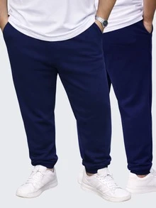 Set Of 3 Men's Plus Size Sweatpants - 黑色 灰色 海軍藍 - 查看 4