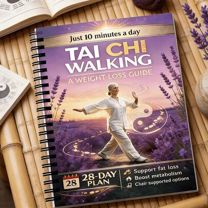 1 pieza Cuaderno espiral con guía de pérdida de peso de Tai Chi, diario de fitness con tema de campo de lavanda y Yin Yang, rutinas de Tai Chi de bajo impacto de 10 minutos con opciones con silla, planificador de pérdida de peso y aumento del metabolismo para personas mayores, regalo ideal para entusiastas del fitness, personas mayores y cualquiera que necesite un ejercicio suave de mente y Body.