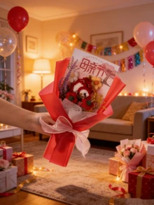 Bó hoa cẩm chướng đan thủ công, quà tặng Ngày của Mẹ, sinh nhật, tốt nghiệp cho nhân viên. - Nhiều màu - Xem 5