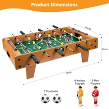 Crystals Wooden Tabletop Football Game For Kids – Portable Foosball Game With Score Sliders & 2 Balls - Brown - View 2