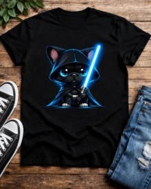 French Bulldog Shirt Cute Dog Graphic Tee Lightsaber Dog Lover Gift BLACK - Black - View 2