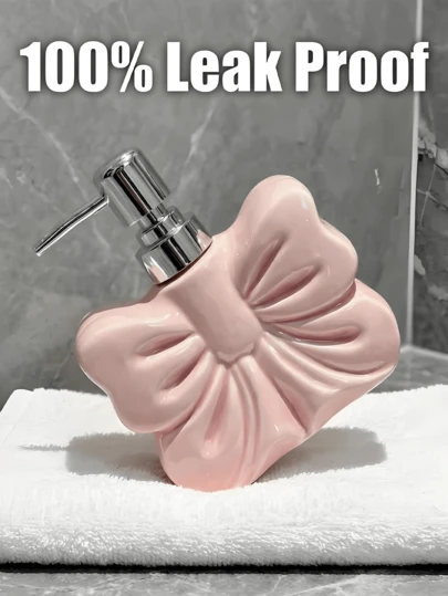 [Delivery Within 2-7 Days In The United States]Sleek Bow Soap Dispenser With Large Capacity Design To Organize Your Bathroom Space Cute Ribbon Lotion Bottle For Skincare Lovers Decorative Ceramic Hand Soap Pump Ideal For Powder Rooms Vanity Desks To Hold Hand Wash Body Lotion Versatile Liquid Storage Container Tool Bathroom Accessories Home Decor
