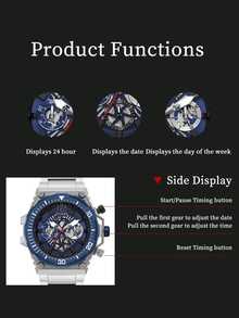 GUESS Men's Exposure 48mm Stainless Steel Blue Chronograph Watch GW0324G1 - Blue - View 5