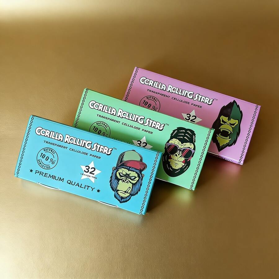 3 paquetes, Papel de liar de la serie Gorilla Rolling, Papel de liar transparente de lujo, 32 hojas/paquete, Accesorios para fumar