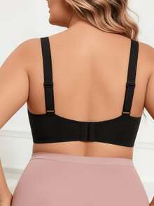 Sujetador sin costuras y sin espalda, sujetador inalámbrico de una sola pieza, recoge y levanta tallas grandes, sujetador invisible para mujeres - Negro - Ver 2