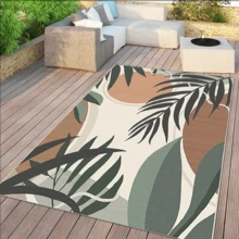 1 pieza Alfombra, Alfombra, Alfombra de área, Felpudo, Estilo nórdico moderno de lujo creativo - Hermoso patrón de hojas coloridas con elementos geométricos - Alfombra para exteriores, entrada, balcón, pasillo, exterior, patio, sala de estar, etc., Alfombra suave lavable a máquina para todo el año, Decoración del hogar - Multicolor - Ver 8
