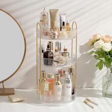 AXOSY-360 Rotating Makeup Organizer Countertop 3 Tier Bathroom Organizer Spinning Perfume Organizers, Skincare Organizers Makeup Carousel Cosmetic Brush Storage For Vanity, Countertop - 白色 - 查看 8