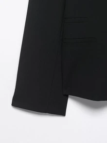 Blazer con cuello alto y decoración de botones, de estilo europeo y americano, para mujer, color negro, de la nueva colección primavera/verano de Camellia - Negro - Ver 5