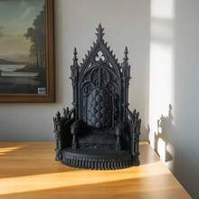 1件黑色/银色哥特式暗黑王座桌面摆件 - 奢华氛围装饰，适用于娃娃、收藏品和房间展示，高端哥特式迷你王座装饰 - 彩色 - 查看 2