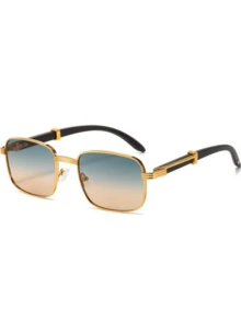 1副女士时尚眼镜，新款复古方形镜框，奢华金属设计，百搭户外日常通勤必备单品 - 彩色 - 查看 3