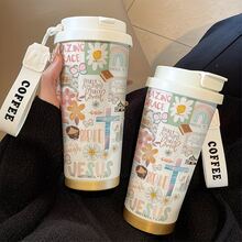 1pc/5pcs 500ml Inspirational Prayer Verse Insulated Coffee Mug - Dual Use (Hot/Cold Drinks), Floral & Cross Pattern; Suitable For Office, Travel, Valentine's Day, Birthday, Spiritual Gifts | Convenient Outdoor Travel Party Iced Coffee Juice Tea - Multicolor - View 2