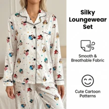 Disney Minnie & Mickey Mouse Print Pajama Set - Multicolor - View 5