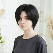 Peruca Bob Curta Sem Cola para Mulheres, com Linha Capilar Natural Pré-Desbastada e Baby Hair, Ideal para Iniciantes, Sem Cola e Sem Gel, Cabelo Sintético Macio, Sedoso e Resistente ao Calor, Peruca Respirável, Leve e Confortável para Festas Diárias, Cosplay de Anime, Halloween e Festivais de Música - Ver 7