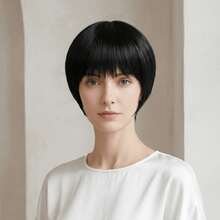 Peruca Bob Curta Sem Cola para Mulheres, com Linha Capilar Natural Pré-Desbastada e Baby Hair, Ideal para Iniciantes, Sem Cola e Sem Gel, Cabelo Sintético Macio, Sedoso e Resistente ao Calor, Peruca Respirável, Leve e Confortável para Festas Diárias, Cosplay de Anime, Halloween e Festivais de Música - Ver 8