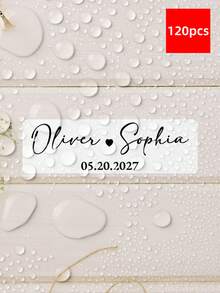 1/30/60/120pcs Personalized Wedding Bubble Wand Labels, Gold Foil Transparent Vinyl Stickers, Custom Text Name Wedding Party Favors, Bridal Shower Decoration Anniversary Gift, Waterproof - Multicolor - View 18