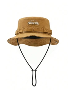 1 pieza Sombrero de cubo con bordado de letras de unicolor, sombrero de protección solar adecuado para senderismo al aire libre, camping y viajes - Multicolor - Ver 5