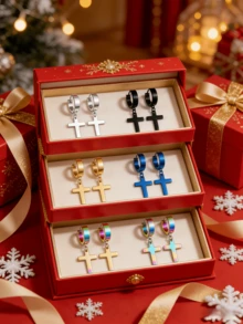 5 đôi khuyên tai vòng bằng thép không gỉ titan, mặt dây chuyền hình thánh giá, khuyên tai vòng nhỏ 12mm, khuyên tai tròn tối giản cổ điển, bộ khuyên tai, bộ khuyên tai bằng thép không gỉ. - Nhiều màu - Xem 6