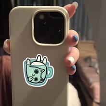 Soft Cute Cup Green Cat Sticker, Adorable Cartoon Style Coffee Cup Notebook Decoration Sticker, Waterproof Vinyl Sticker - Durable Matte Surface, Self-Adhesive Bumper Sticker, Suitable For Cars, Windows, Laptops, Trucks, Water Bottles - Multi-Purpose Durable Design, Car Sticker - Vinyl - View 5