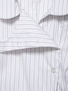 Camellia New Spring/Summer Women's Fashion Minimalist Striped Silk Blouse - White Stripes - View 10