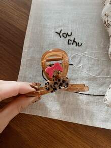 1pc New Leopard Print Cherry Hairclip, Cute & Fashionable Hair Claw Clip Hair Accessory - Multicolor - View 3