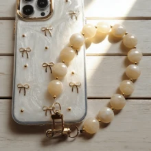 1 Peça Cordão de Telefone de Contas Acrílicas Feito à Mão com Falso Jade Oval Achatado, Adequado para Decoração de Telefone/Câmera/Bolsa/Chaveiro, Presente Ideal para Dia dos Namorados, Aniversário, Feriados - Multicolorido - Visão 7