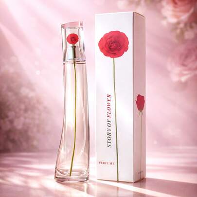 Story of Flower Perfume femenino 50ML, una esencia que refleja el romance y la elegancia de las flores. Notas frutales frescas se fusionan con delicadas flores, mientras un cálido fondo amaderado envuelve la fragancia, creando un aroma duradero que resalta la suavidad y vitalidad femenina.
