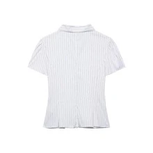 Camellia New Spring/Summer Women's Fashion Minimalist Striped Silk Blouse - White Stripes - View 4