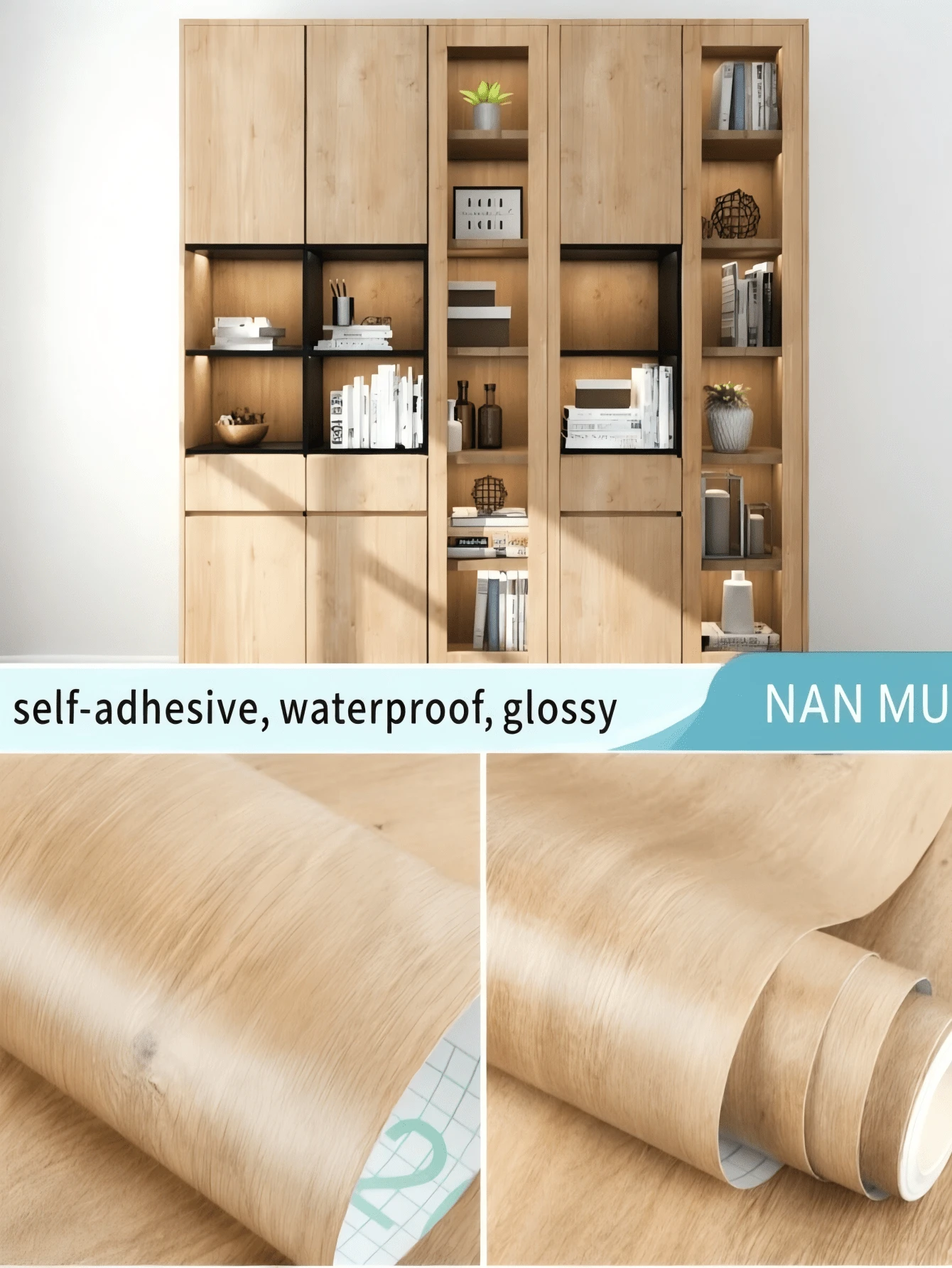 1 Rollo de papel tapiz autoadhesivo con textura de madera - Papel de contacto impermeable apto para gabinetes, puertas, escritorios y armarios - Adhesivo de renovación de muebles modernos, fácil de limpiar y quitar (Ancho opcional: 30/40/55/60/80cm)