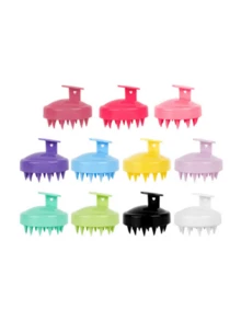 Bộ 1/3/5 bàn chải massage gội đầu bằng silicon, lược làm sạch da đầu, dụng cụ gãi ngứa tóc. - màu trơn - Xem 8
