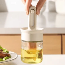 Bộ dụng cụ rót dầu 2 trong 1 - Có cọ, chai thủy tinh đựng dầu ô liu và nước sốt, cọ phết dầu ăn nhà bếp, kèm cọ silicon điều chỉnh/kéo dài và nắp khóa, thích hợp cho nấu nướng, rưới giấm, làm nước sốt, nướng BBQ và chiên rán. - Xem 7