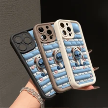 Disney Lilo & Stitch Phone Case – Stitch In Puppy Hoodie Design With Blue Striped & Heart Accents, Shockproof Protective Cover For IPhone 17, 16, 15, 14, 13, 12, And 11 Pro Models.. A Fun Gift For Family, Friends, Birthdays, Holidays, And Special Occasions. - 棕色 - 查看 3