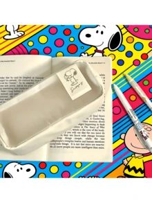 1pc Korean Style Snoopy Double-Layer Large Capacity Pencil Case, Cute Stationery Bag Suitable For Middle School Students, Classroom Rewards, Christmas & Birthday Gifts - Multicolor - View 8