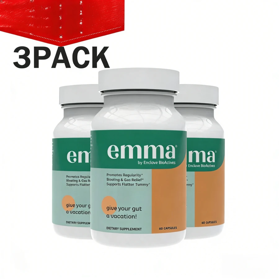 「HOTSELLERS」Emma Gut Health Doctors Endorsed Supplement 3-Pack, 60 Capsules Per Bottle, Promotes Regularity, Bloating & Gas Relief, Supports Flatter Tummy, Digestive Support For Gut Health - 3 - 查看 1