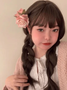 1个逼真玫瑰花双面发夹，度假风拍照道具配饰 - 彩色 - 查看 4