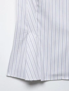 Camellia New Spring/Summer Women's Fashion Minimalist Striped Silk Blouse - White Stripes - View 7