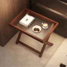 可折叠边桌，小型咖啡桌，适用于客厅沙发、床头柜，便携式设计，适合室内、露台、露营，节省空间，适用于客厅、阳台、露台 - 彩色 - 查看 2