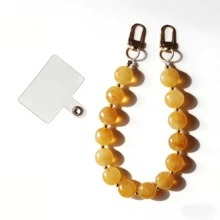 1 Peça Cordão de Telefone de Contas Acrílicas Feito à Mão com Falso Jade Oval Achatado, Adequado para Decoração de Telefone/Câmera/Bolsa/Chaveiro, Presente Ideal para Dia dos Namorados, Aniversário, Feriados - Multicolorido - Visão 12