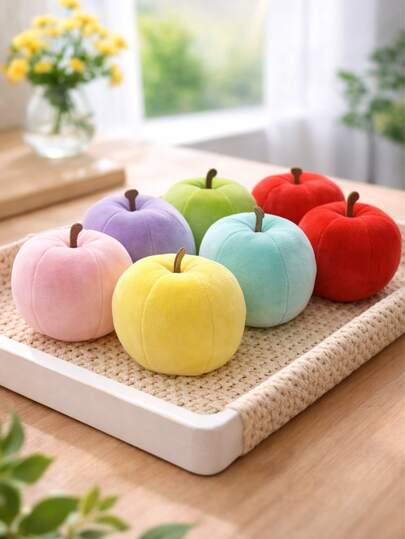 Lindo adorno de manzana de peluche suave y apretable, decoración de fruta para escritorio, habitación, hogar, fiesta, regalo de cumpleaños, accesorio para fotografía