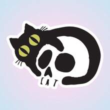 Dark Style CAT Skull Black Cat Sticker, Personalized Gothic Skateboard Decor Sticker, Waterproof Vinyl Sticker - Durable Matte Surface, Self-Adhesive Bumper Sticker, Suitable For Cars, Windows, Laptops, Trucks, Water Bottles - Multi-Functional Durable Design, Car Sticker - Vinyl - View 11