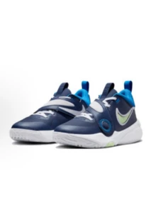 Nike Team Hustle D 11 女款篮球鞋，轻便舒适，适合户外训练，深蓝色，时尚休闲运动鞋，篮球场必备，DV8996-401 - 藍白色 - 查看 1