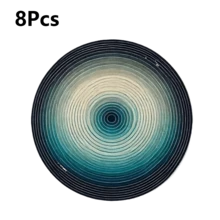 Gradient Blue Geometric Textured Round Placemats, Modern Minimalist With Oceanic Healing Vibe, Available In 1pc, 2pcs, 4pcs, 6pcs, 8pcs And 300pcs Packaging, Size: 14.17*14.17 Inches (36*36cm), Made Of 100% Polyester Fabric, Machine Washable, Hand Washable Or Dry Cleanable - Multicolor - View 16